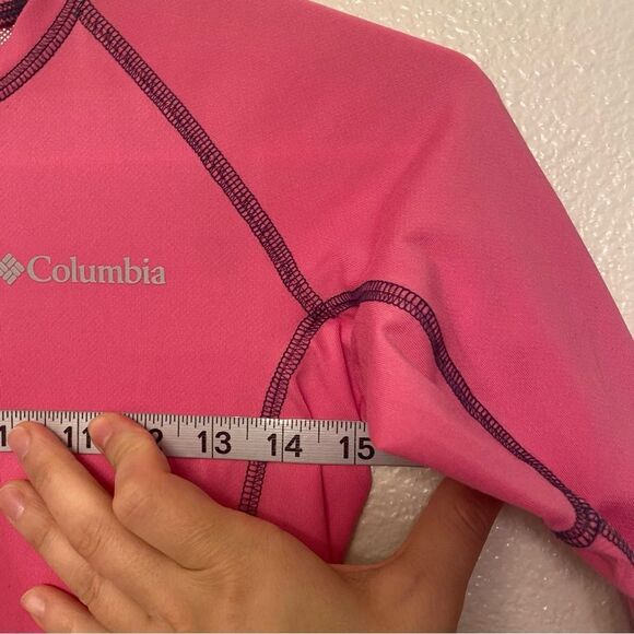 Columbia girls hot pink hear gear base layer long sleeve stretch shirt M 10/12 - Picture 8 of 9